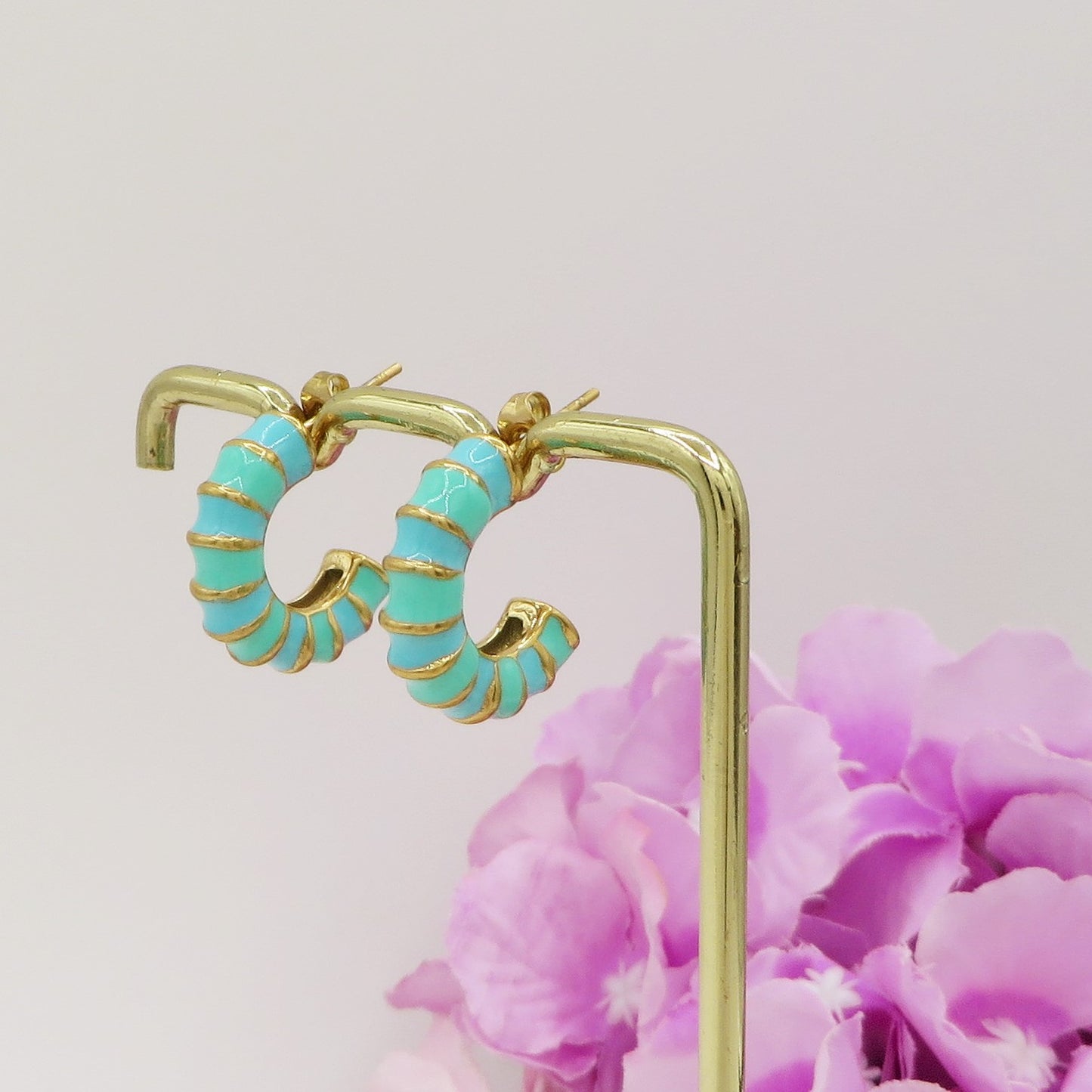 CANDY HOOPS - acciaio inossidabile Paio orecchini cerchi vintage smaltati