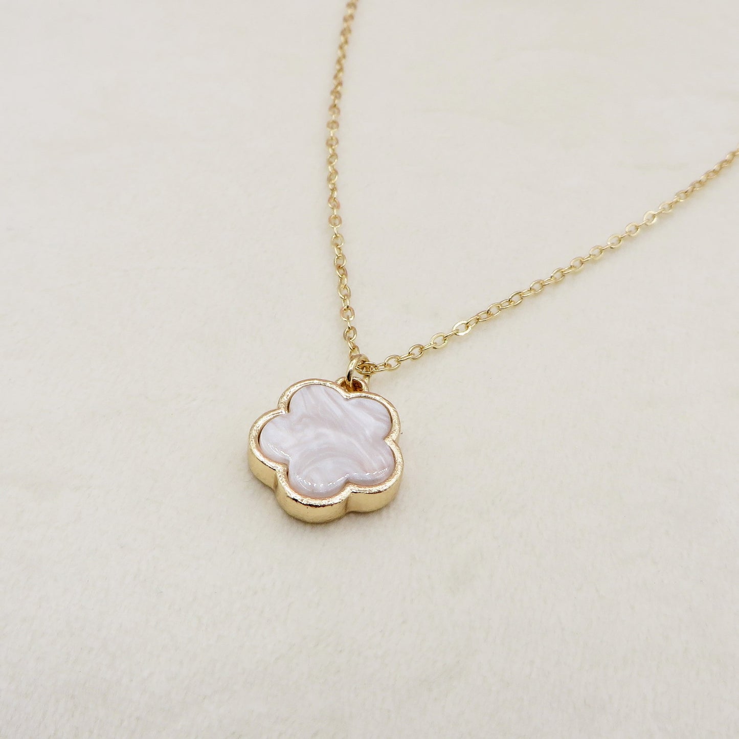LILY big Flower ~ ACCIAIO INOSSIDABILE Collana fiore pendente in madreperla