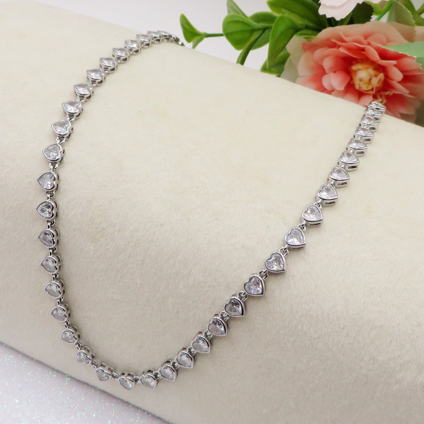 AYLA ~ ACCIAIO INOSSIDABILE -Collana tennis in cubic zirconia a forma di cuore