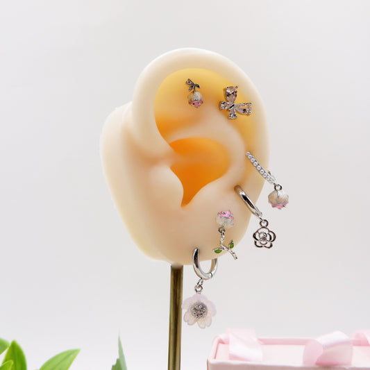 ROSES Set 6 orecchini - ACCIAIO INOSSIDABILE - 6 Orecchini pendenti con cubic zirconia