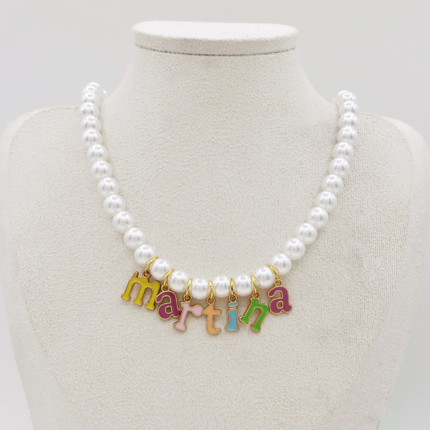 CANDY NAME - CHOKER Perle Con Nome smaltato colours personalizzabile