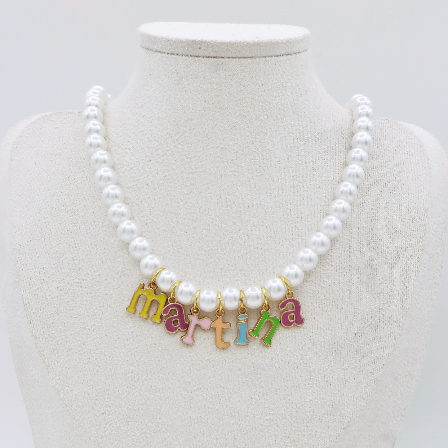CANDY NAME - CHOKER Perle Con Nome smaltato colours personalizzabile