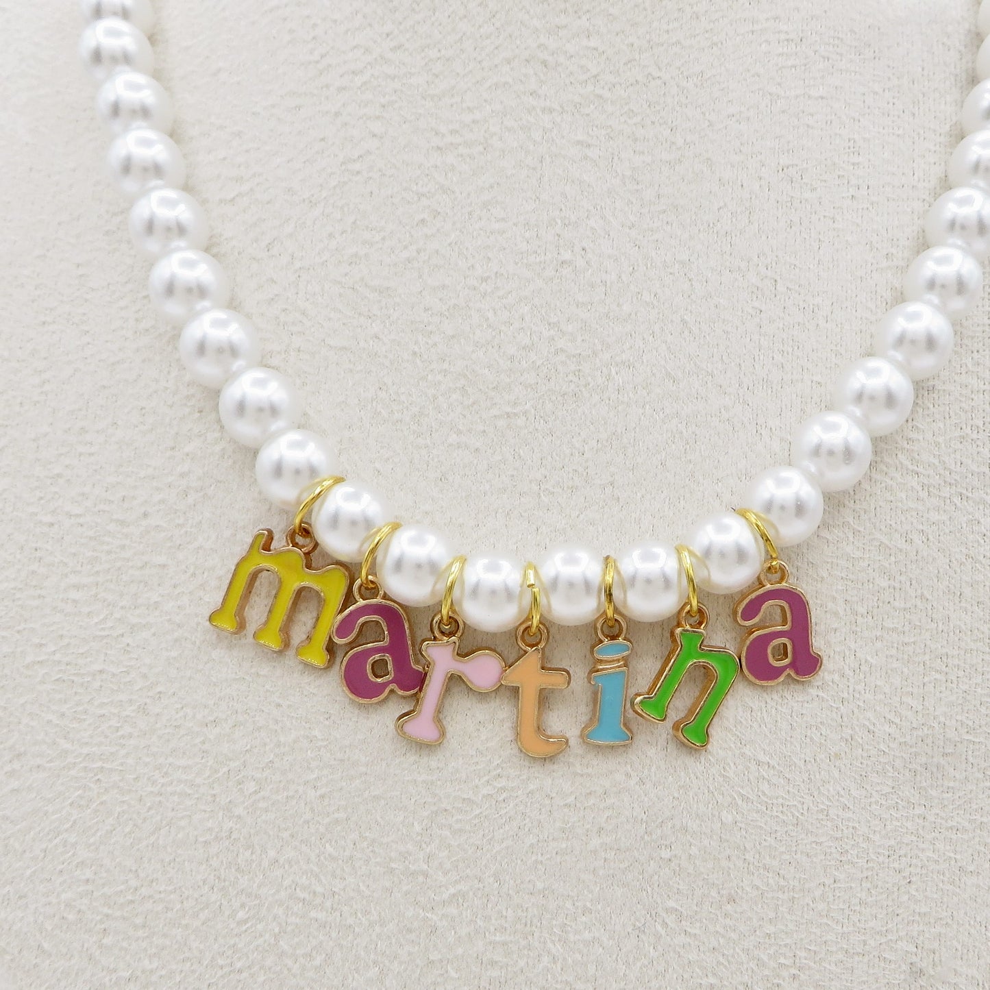 CANDY NAME - CHOKER Perle Con Nome smaltato colours personalizzabile