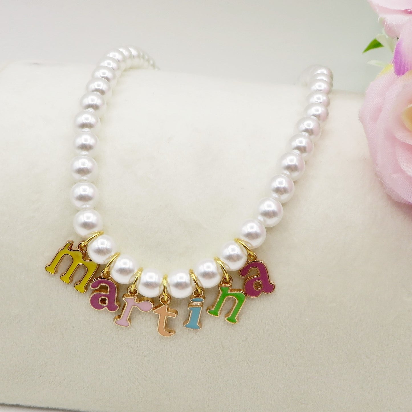 CANDY NAME - CHOKER Perle Con Nome smaltato colours personalizzabile