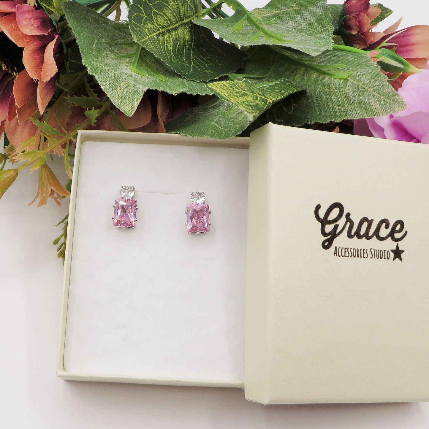 CHRISTY mini pendente - Orecchini pendenti in cubic zirconia taglio smeraldo