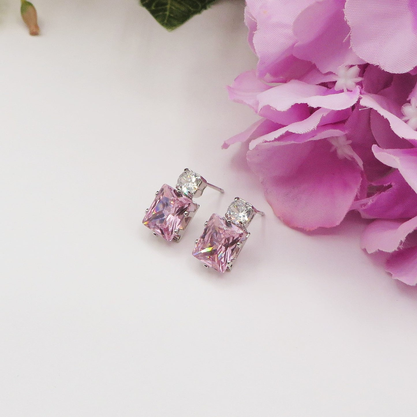 CHRISTY mini pendente - Orecchini pendenti in cubic zirconia taglio smeraldo