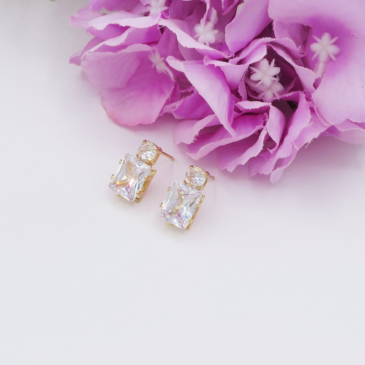 CHRISTY mini pendente - Orecchini pendenti in cubic zirconia taglio smeraldo
