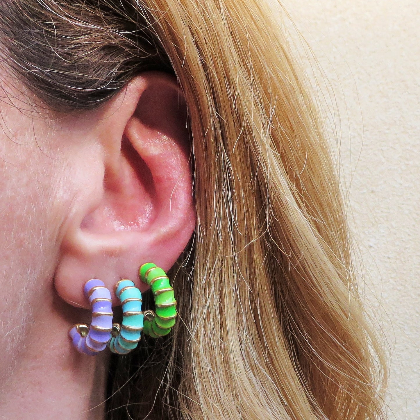 CANDY HOOPS - acciaio inossidabile Paio orecchini cerchi vintage smaltati