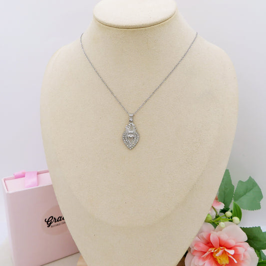 SACRED SHINE - Collana con pendente cuore sacro in cubic zirconia