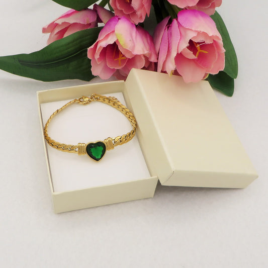 NOVA Colours ~ Bracciale ACCIAIO INOSSIDABILE catena groumette e cuore