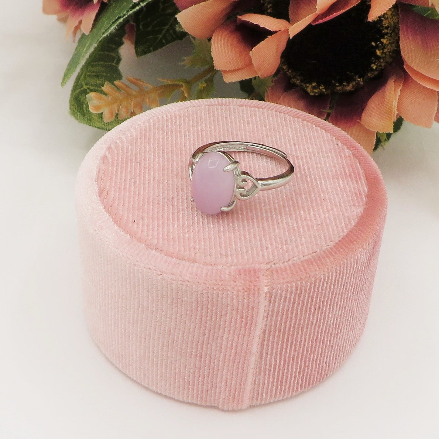 ACHARA ~ Anello regolabile in Kunzite naturale