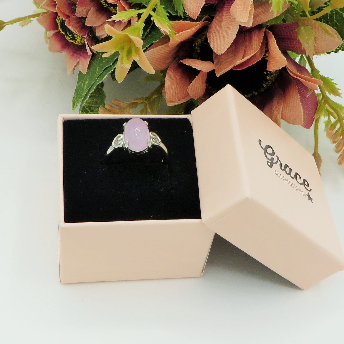 ACHARA ~ Anello regolabile in Kunzite naturale