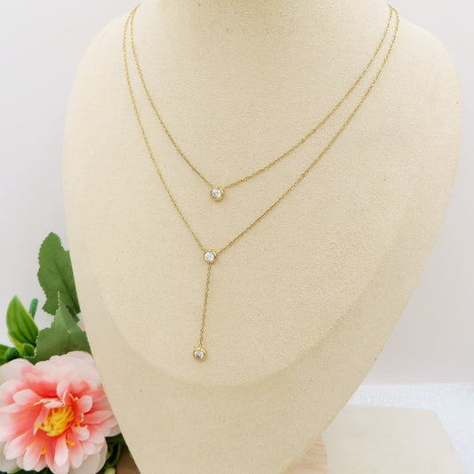 HEATHER - ACCIAIO INOSSIDABILE- Collana cravattina con cubic zirconia