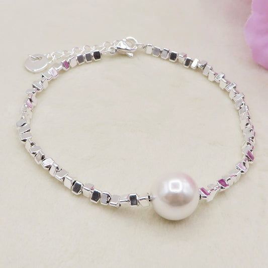 CUBETTI PEARL bagnato ARGENTO ~ Bracciale in ACCIAIO INOSSIDABILE