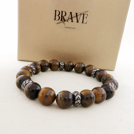 Bracciale OCCHIO DI TIGRE Naturale - UOMO - ACCIAIO inossidabile