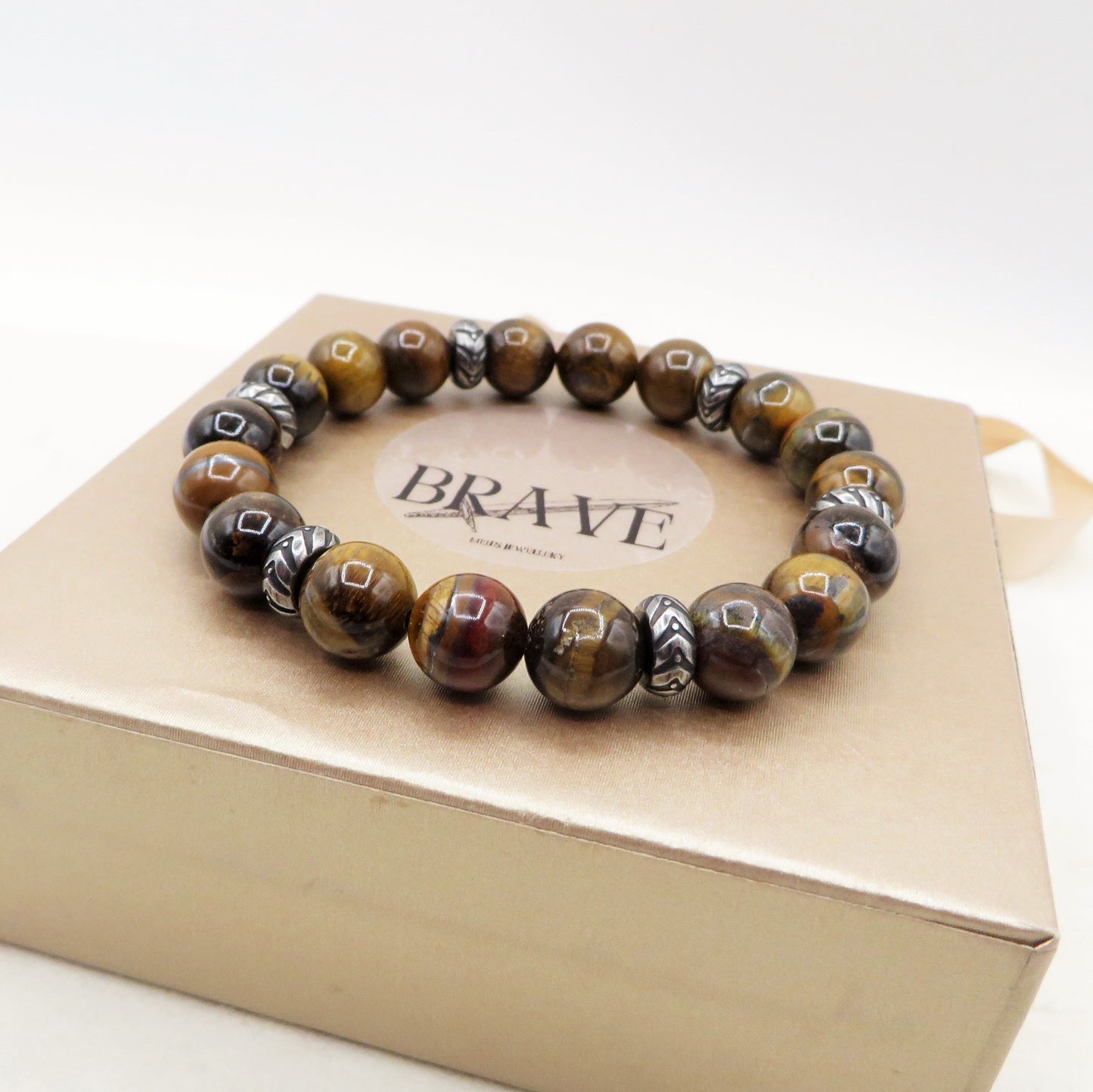 Bracciale OCCHIO DI TIGRE Naturale - UOMO - ACCIAIO inossidabile