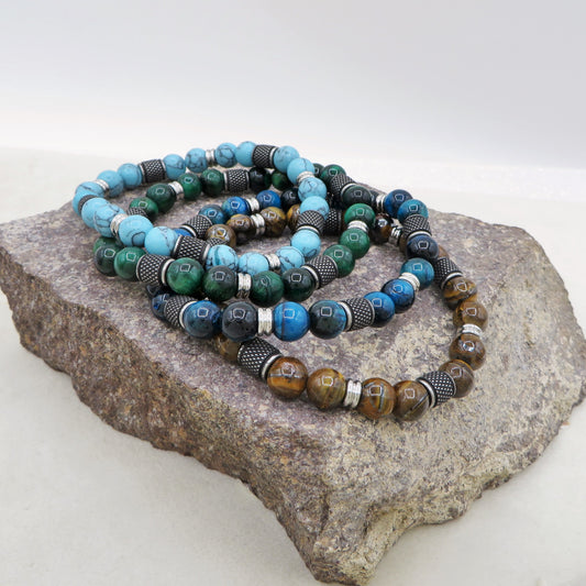 Bracciale Drakpo TIGER EYE Naturale energia intensa e protettiva - UOMO - ACCIAIO inossidabile