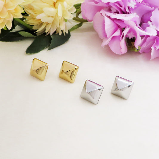 DEBBIE - Orecchini bottone a borchia - ACCIAIO INOSSIDABILE ~ Paio Orecchini