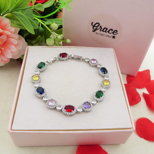 DELILAH LUXE RAINBOW - Bracciale Tennis con Cubic Zirconia rotondi