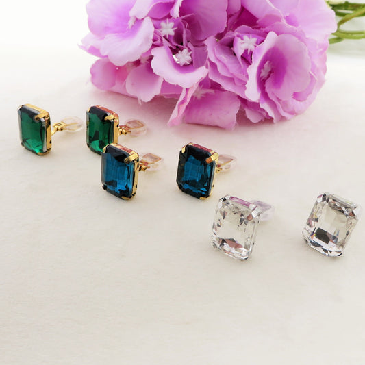 MARGOT STUDS A CLIP - ACCIAIO INOSSIDABILE - Orecchini bottone con pietre sfaccettate - SENZA BUCO