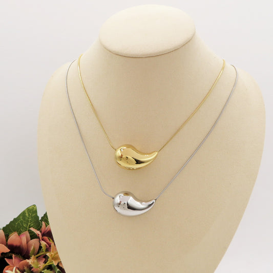 DROP ~ Collana GIROCOLLO goccia bombè - ACCIAIO inossidabile