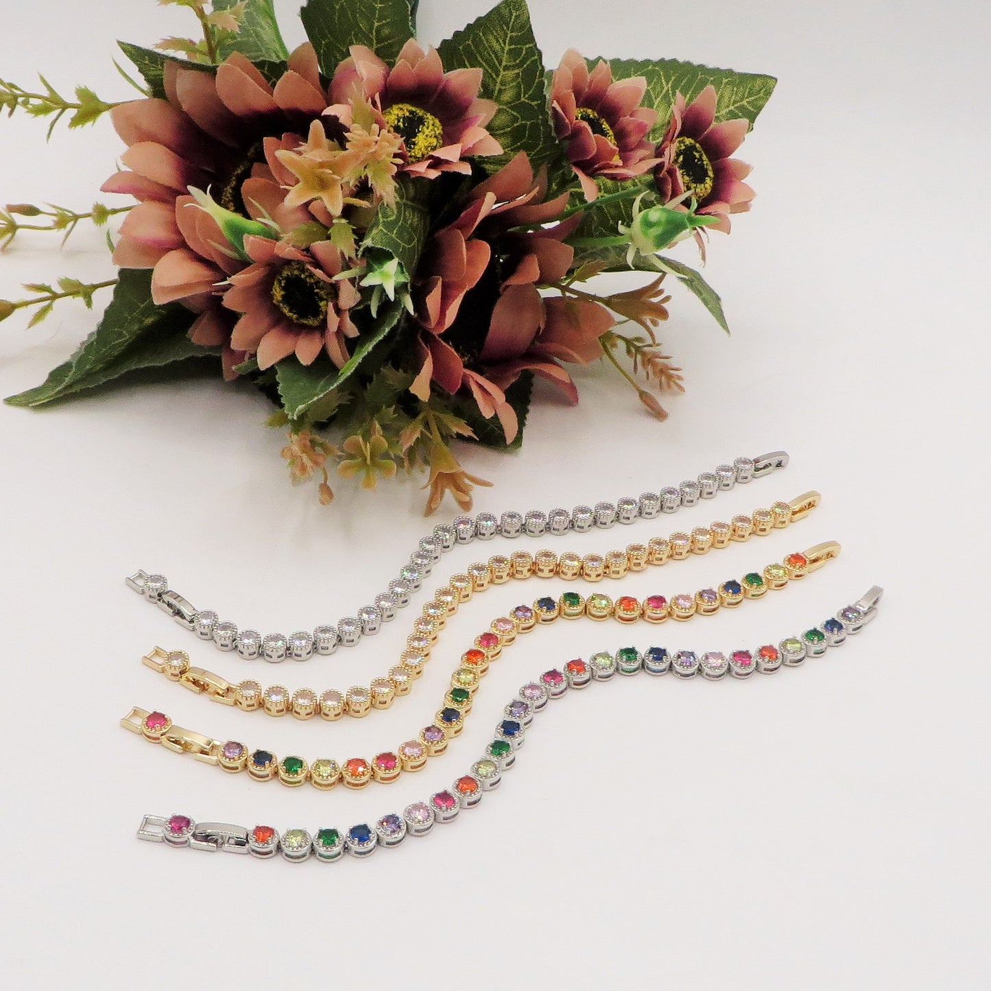 DELILAH RAINBOW - Bracciale Tennis con Cubic Zirconia rotondi
