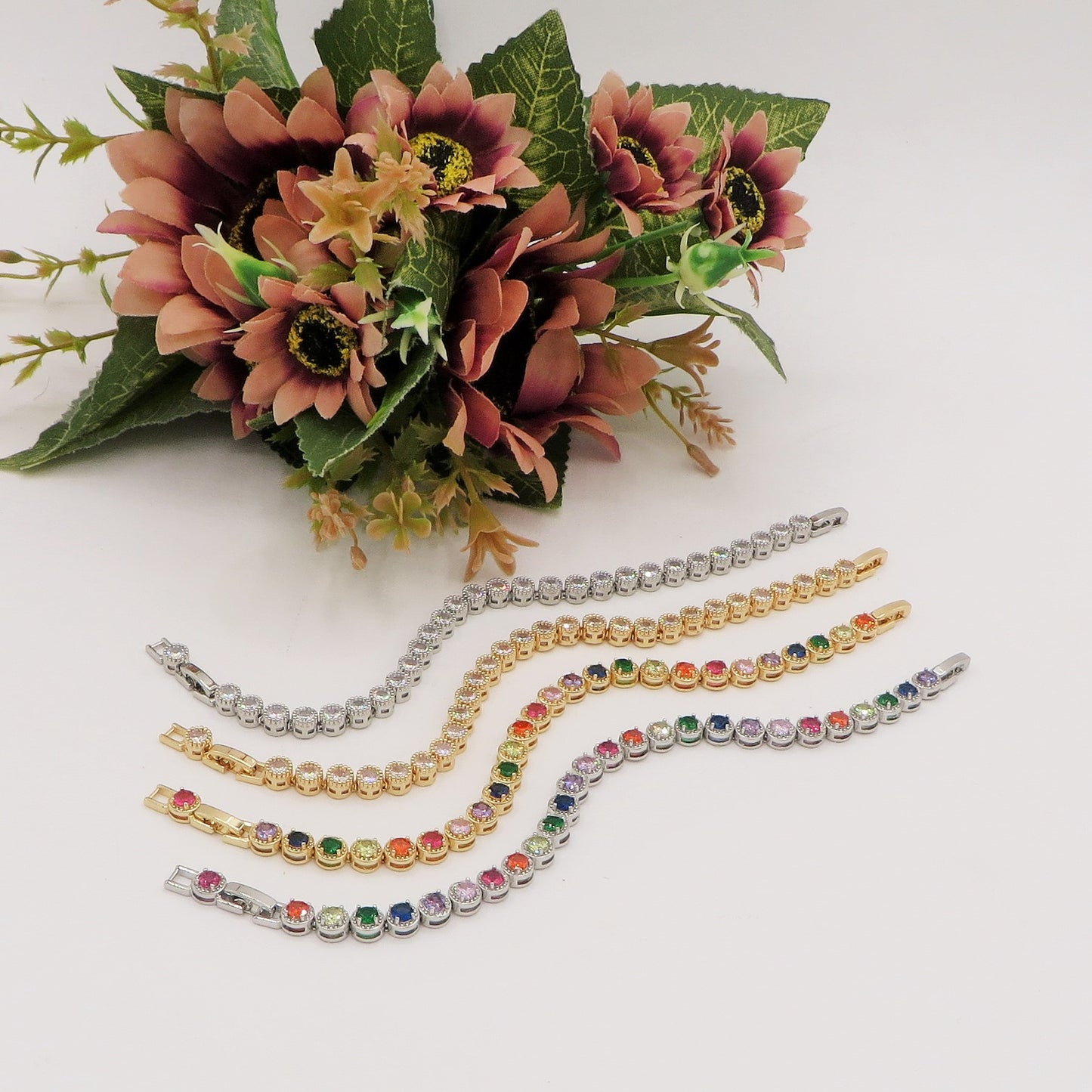DELILAH RAINBOW - Bracciale Tennis con Cubic Zirconia rotondi