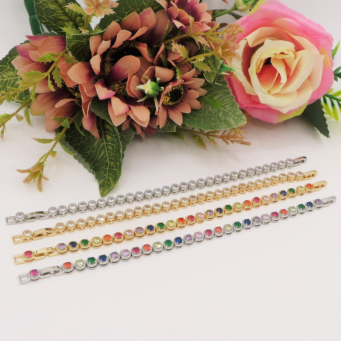 DELILAH RAINBOW - Bracciale Tennis con Cubic Zirconia rotondi