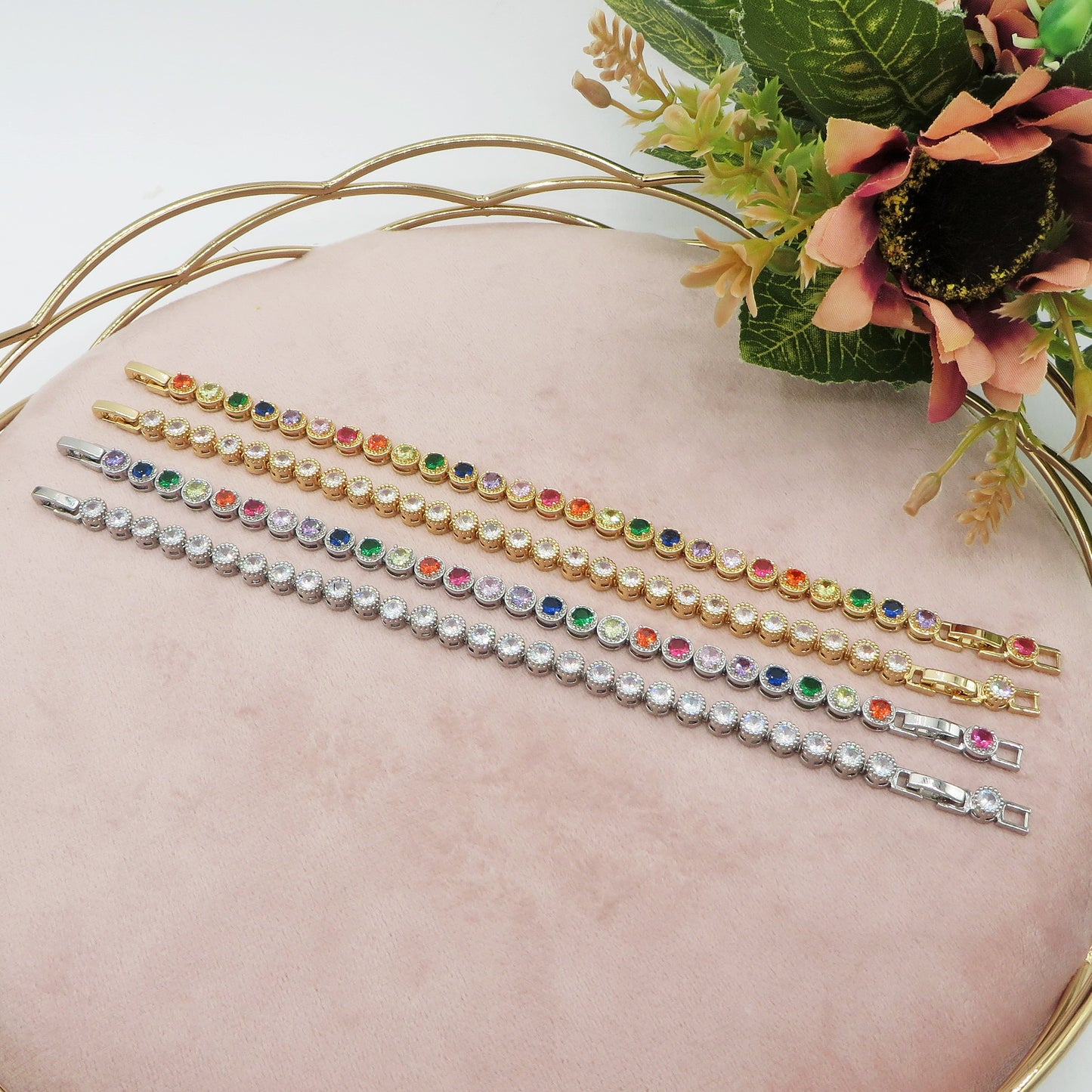 DELILAH RAINBOW - Bracciale Tennis con Cubic Zirconia rotondi