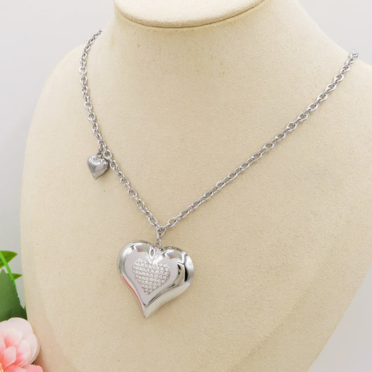 NEVADA ~ACCIAIO INOSSIDABILE - COLLANA lunga catena e cuore oversize