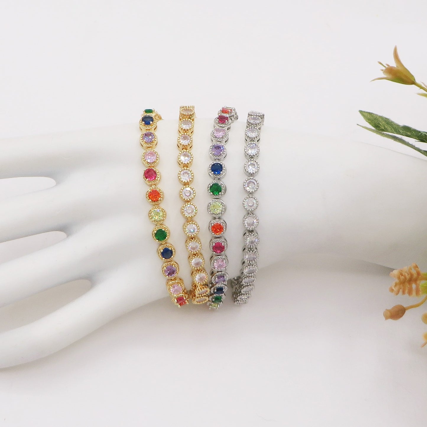 DELILAH RAINBOW - Bracciale Tennis con Cubic Zirconia rotondi