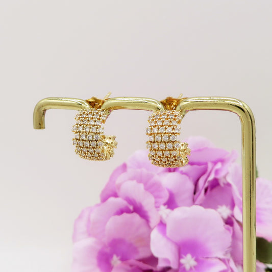 JANET ~ Orecchini cerchi zirconati 4 fili in Cubic Zirconia