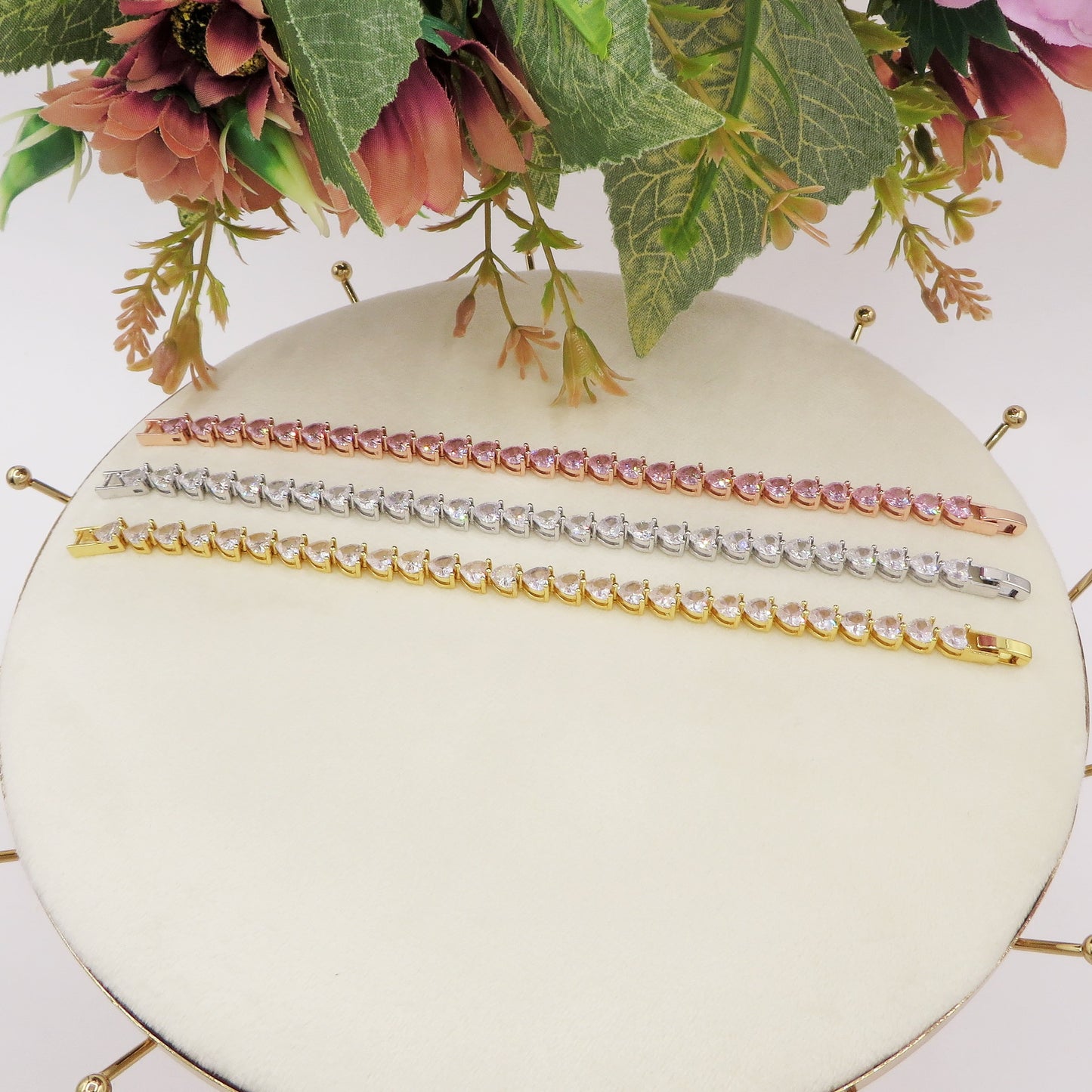 CHRISTELLE cuori verticali - bracciale tennis con cubic zirconia a forma di cuore