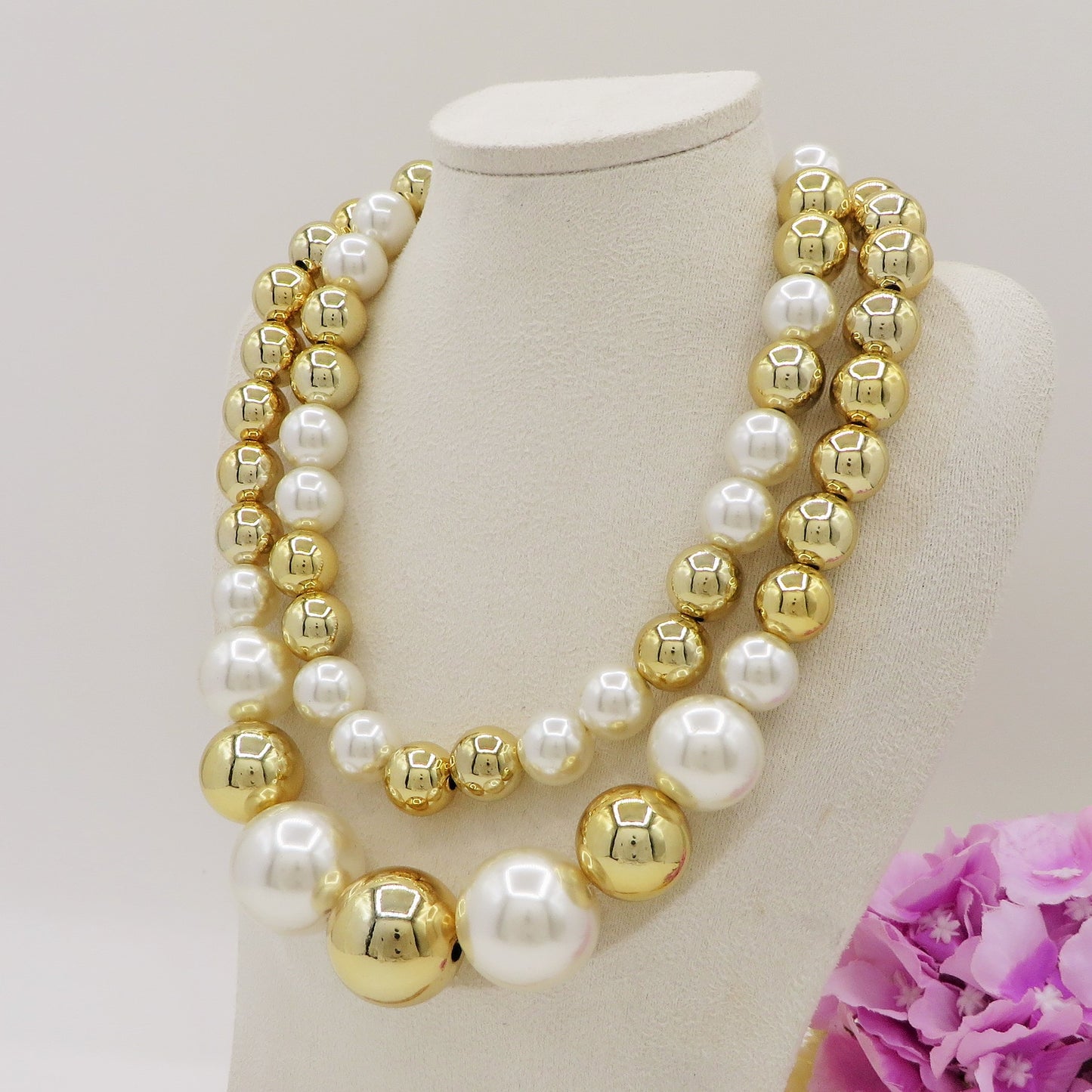 MAXI PEARLS BICOLOR - Collana perle XL girocollo degrade'