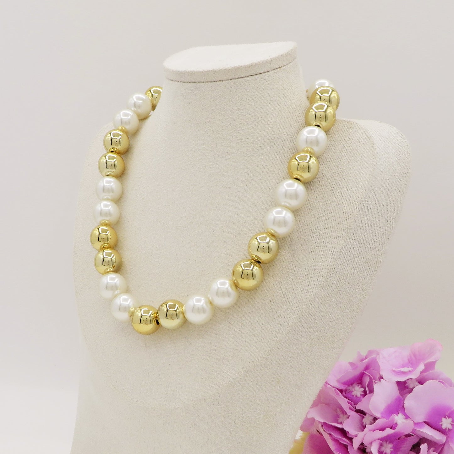 MAXI PEARLS BICOLOR - Collana perle XL girocollo degrade'