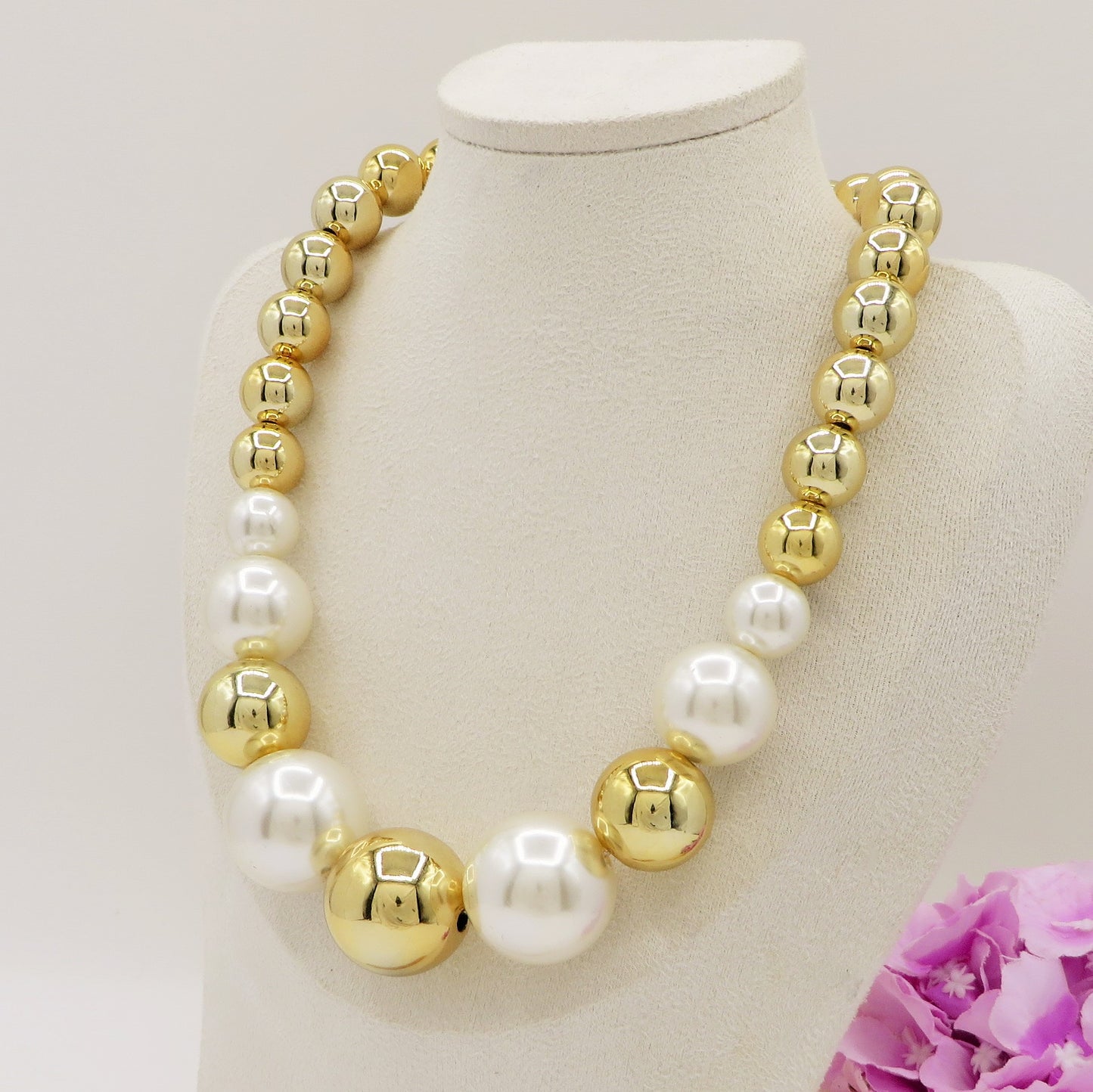 MAXI PEARLS BICOLOR - Collana perle XL girocollo degrade'