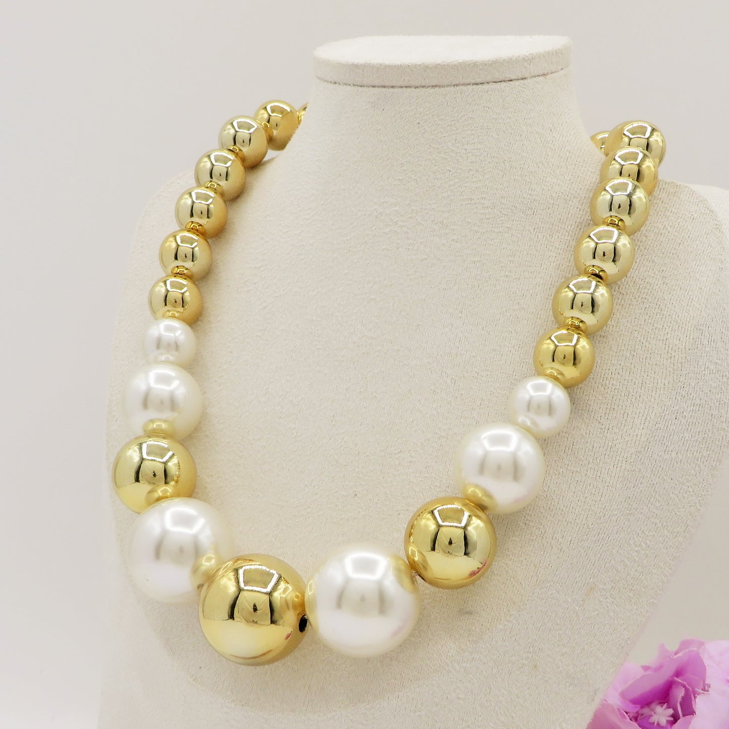 MAXI PEARLS BICOLOR - Collana perle XL girocollo degrade'