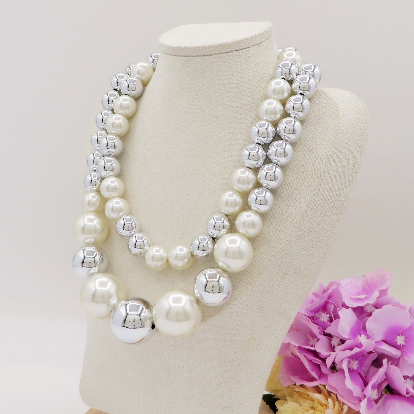 MAXI PEARLS BICOLOR - Collana perle XL girocollo degrade'