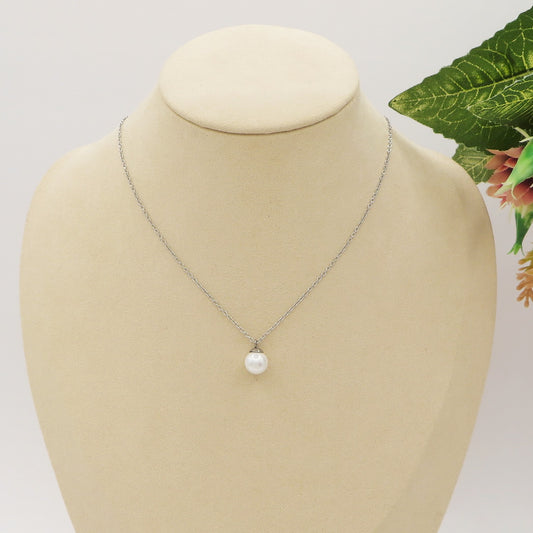 SOLITARIO PEARL pendant - ACCIAIO INOSSIDABILE- collana consolitario perla