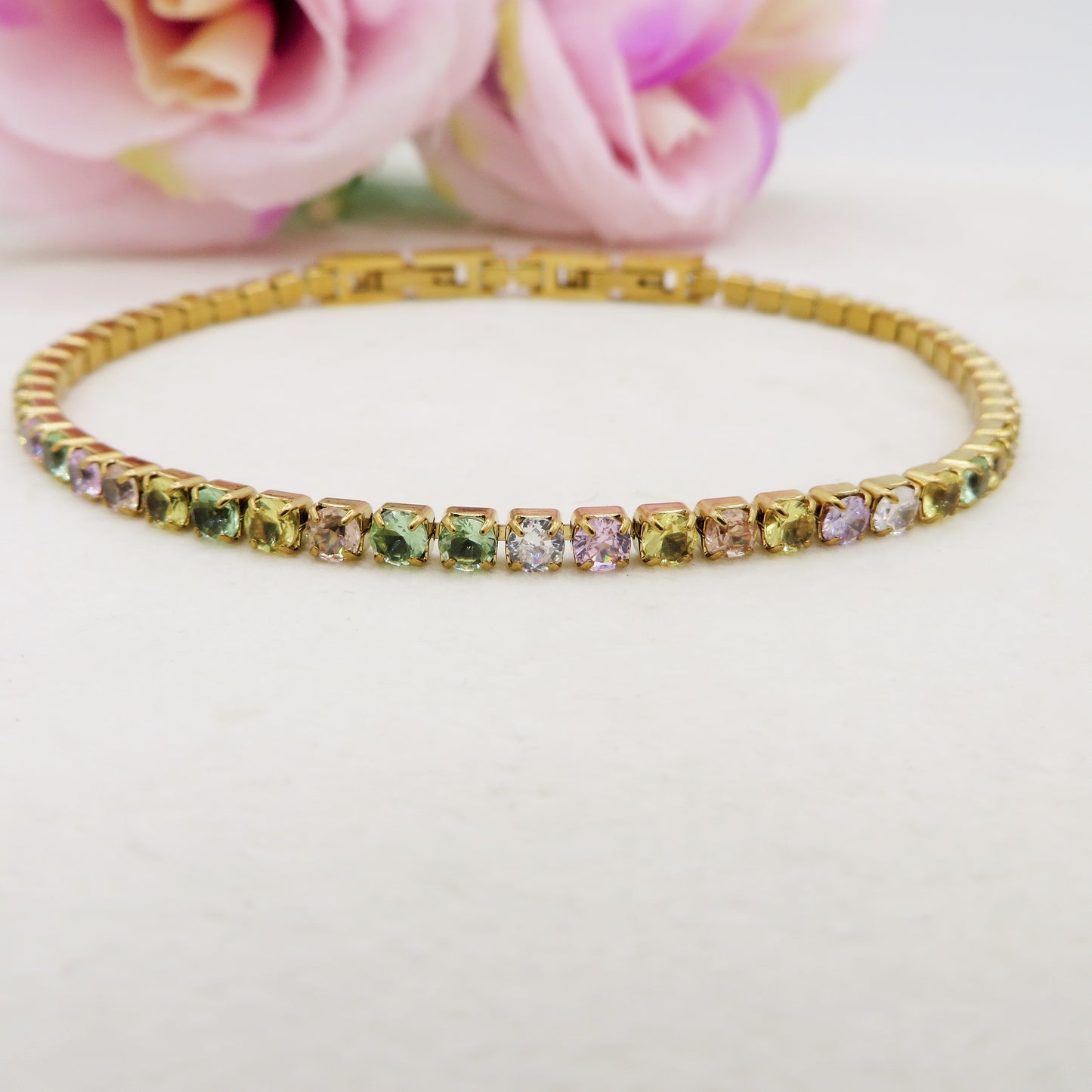 ALICIA NEW COLOURS ~ Bracciale tennis in ACCIAIO INOSSIDABILE con Cubic Zirconia