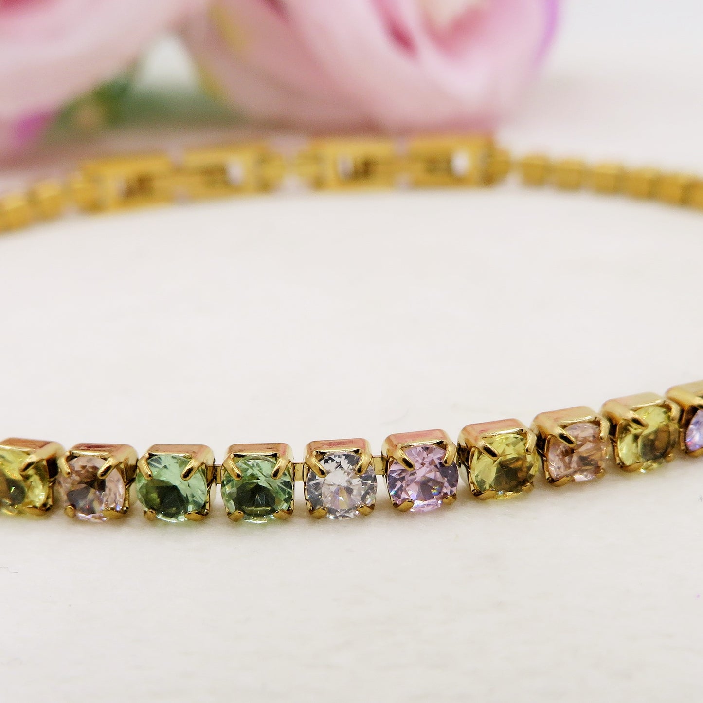 ALICIA NEW COLOURS ~ Bracciale tennis in ACCIAIO INOSSIDABILE con Cubic Zirconia