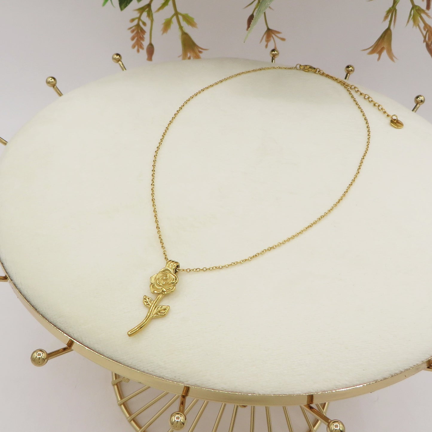 LA BELLE - ACCIAIO INOSSIDABILE- collana con rosa pendente