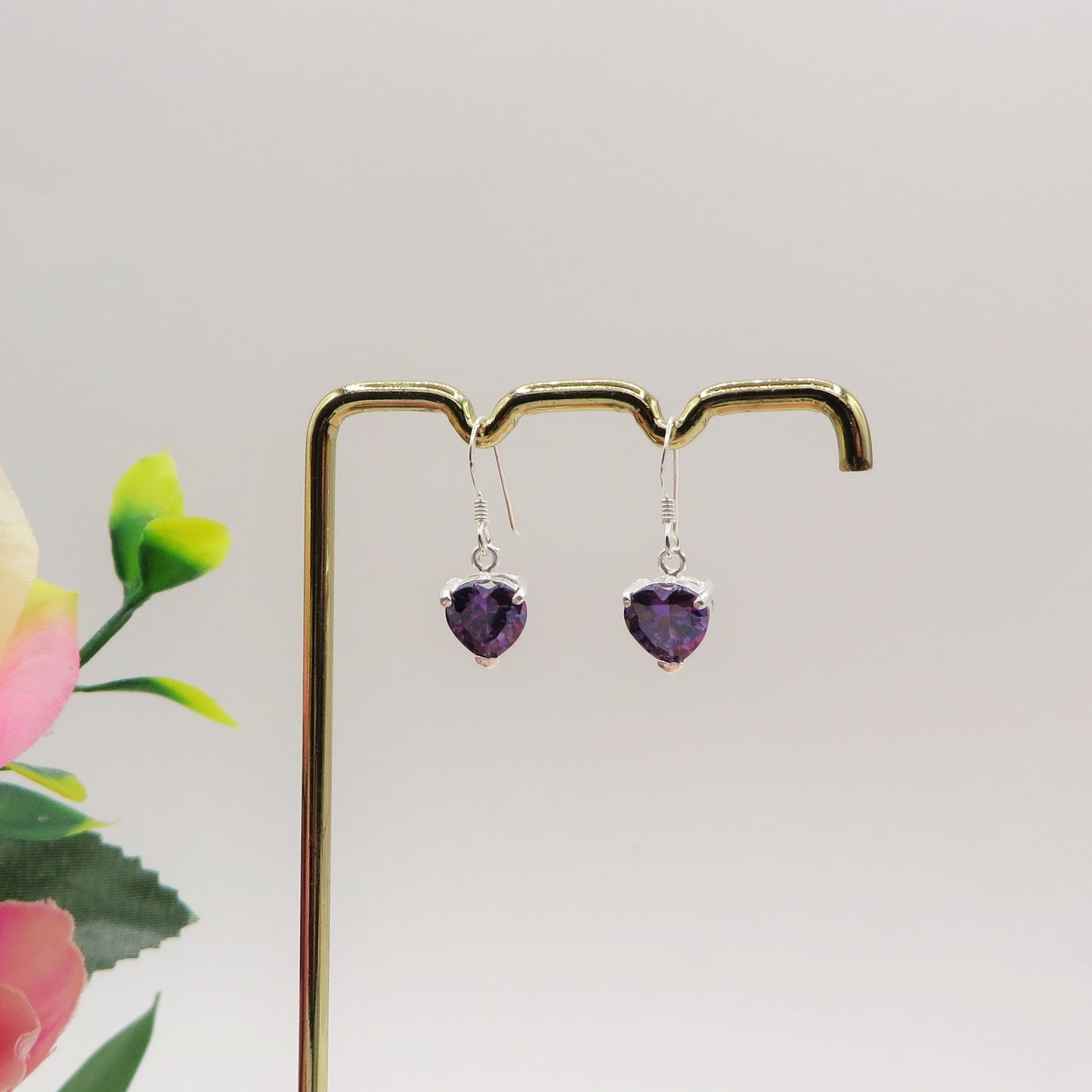 CONNIE 8mm ~ paio Orecchini ARGENTO 925 monachella cubic zirconia a cuore