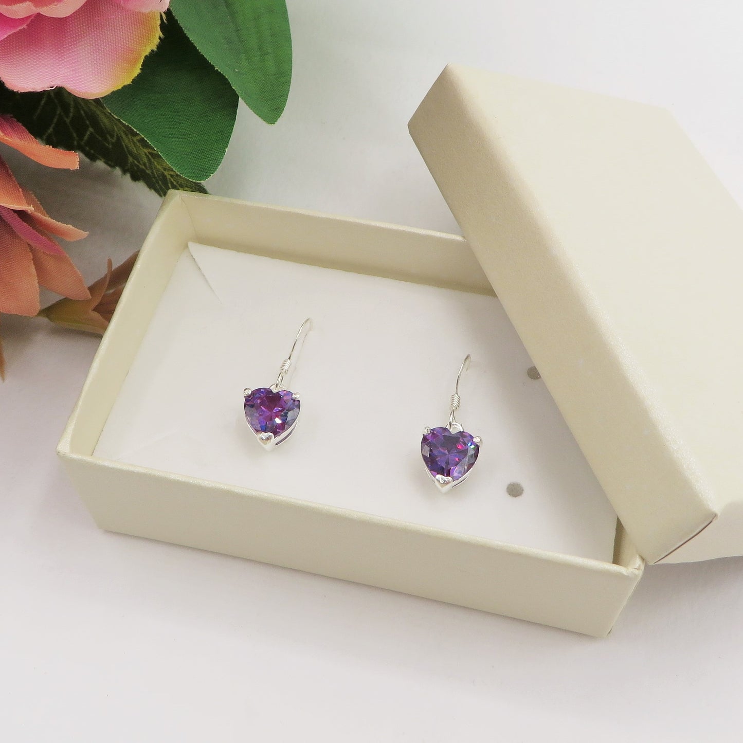 CONNIE purple set ~ ARGENTO 925 ~ Collana + orecchini in cubic zirconia