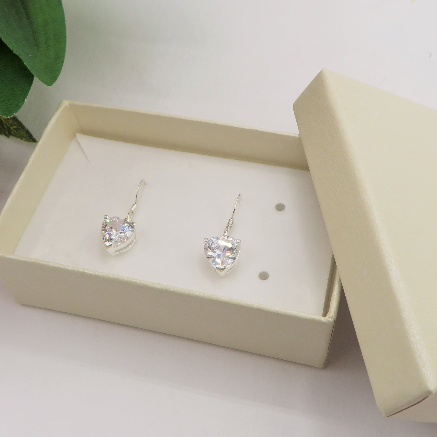 CONNIE 8mm ~ paio Orecchini ARGENTO 925 monachella cubic zirconia a cuore