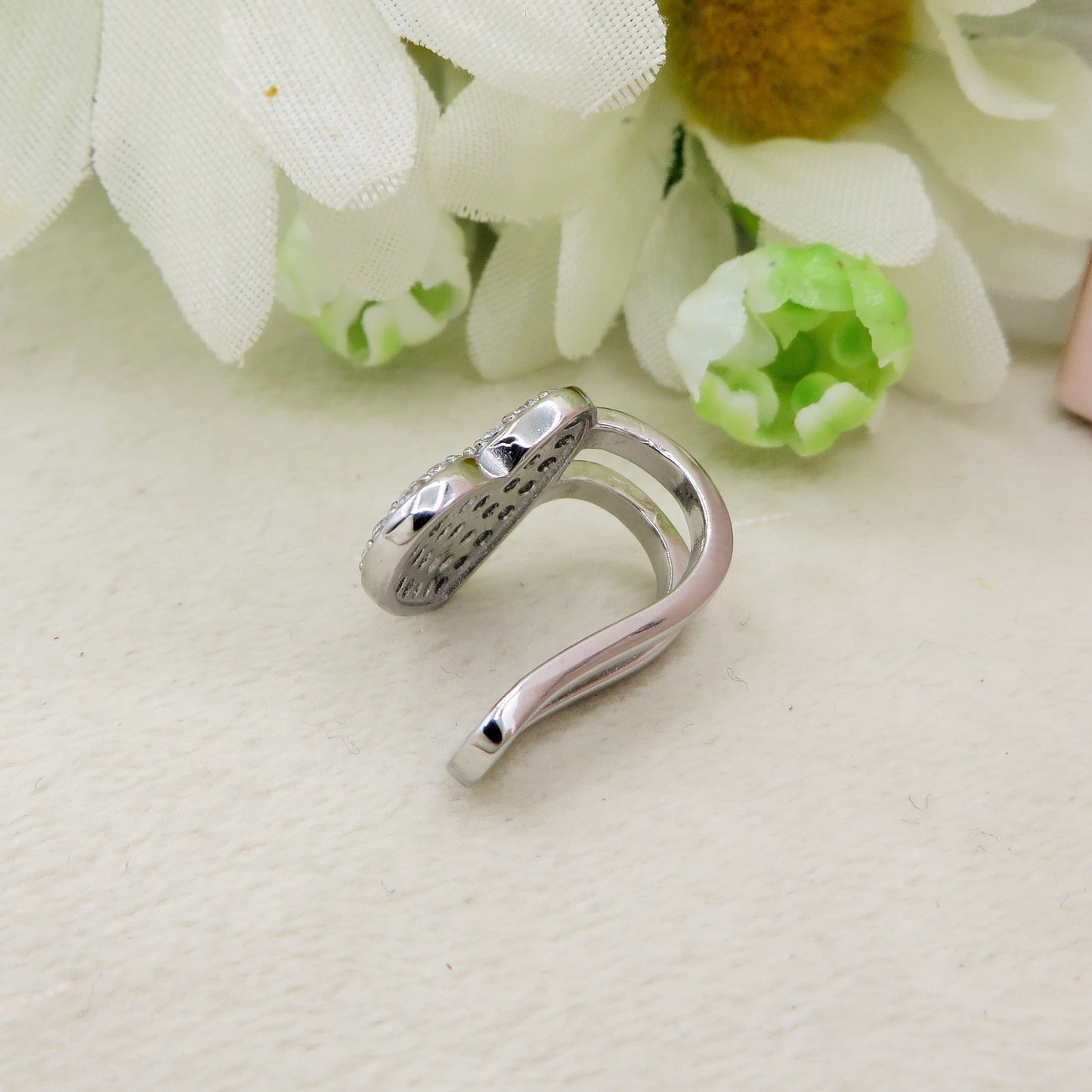 ADELE ~ Earcuff mono orecchino SENZA buco a CUORE con cubic zirconia RAINBOW