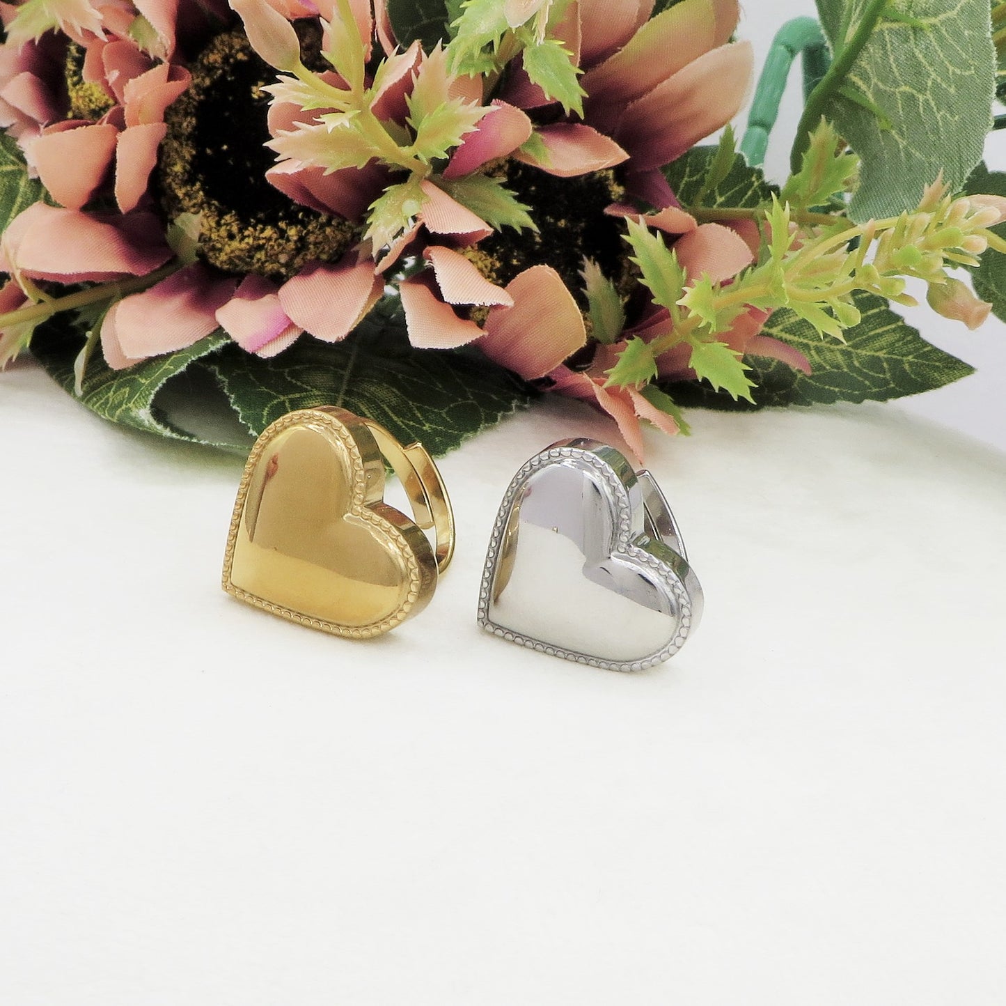 BIG LOVE RING ~ Anello cuore bombè regolabile in ACCIAIO INOSSIDABILE