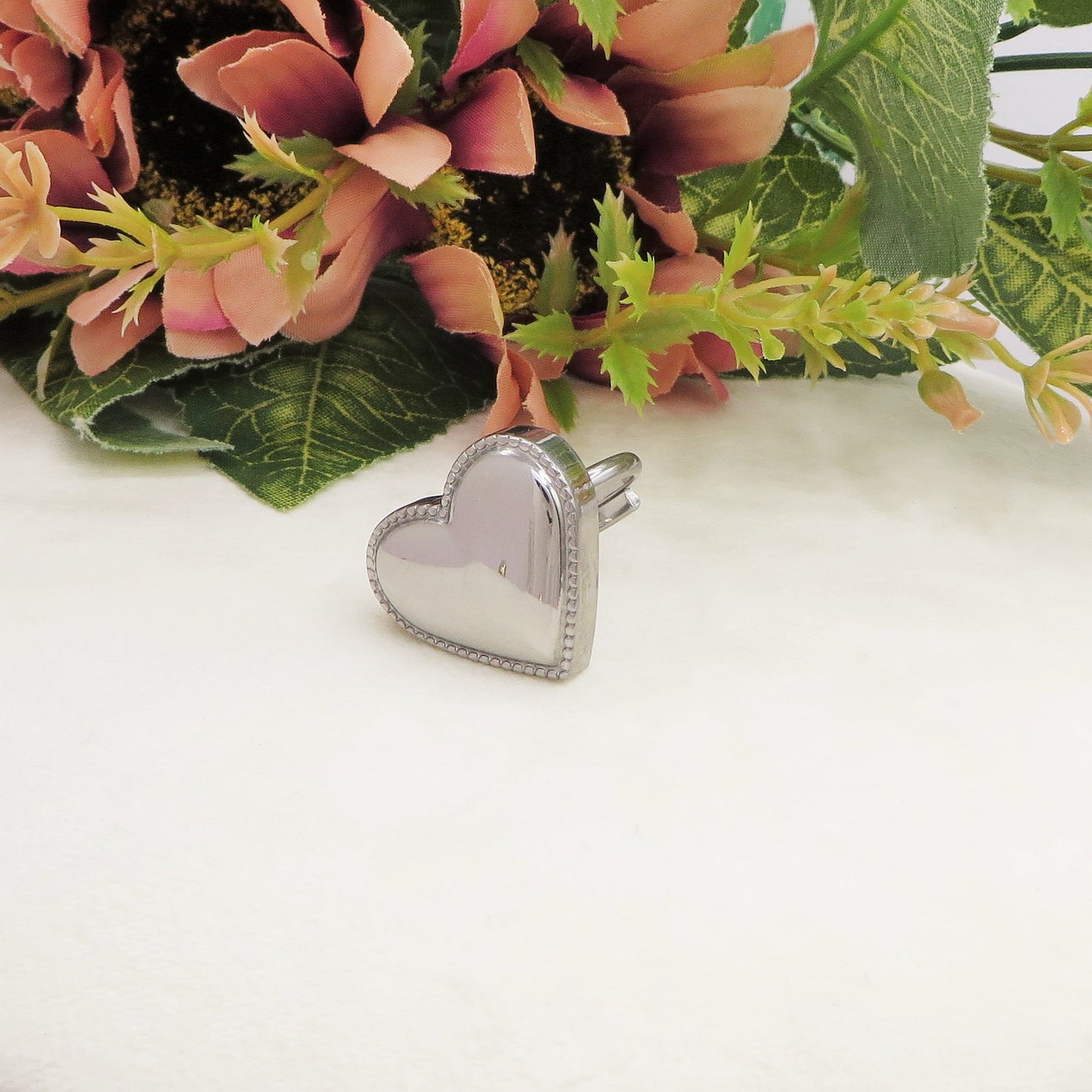 BIG LOVE RING ~ Anello cuore bombè regolabile in ACCIAIO INOSSIDABILE