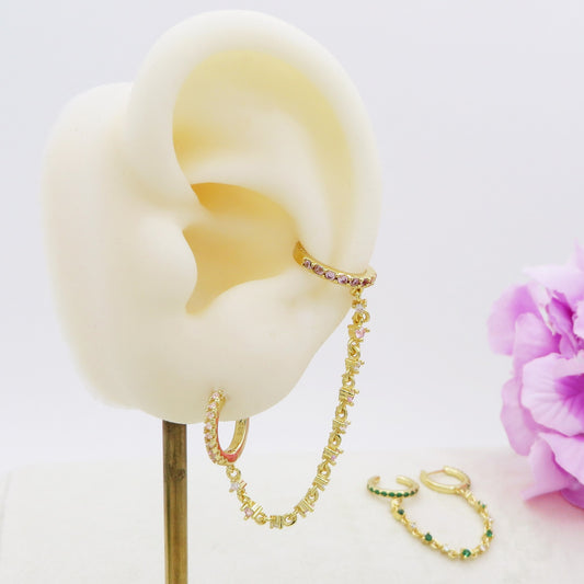 ANASTASIA LUXURY Earcuff ~ ARGENTO 925 - Earcuff + Hoop con cubic zirconia