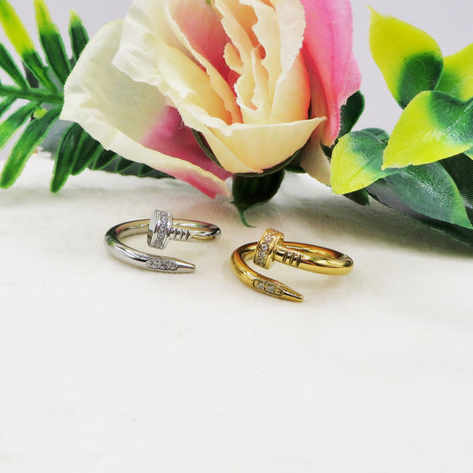 VENICE RING - ACCIAIO INOSSIDABILE ~ Anello chiodo con cubic zirconia alta qualità